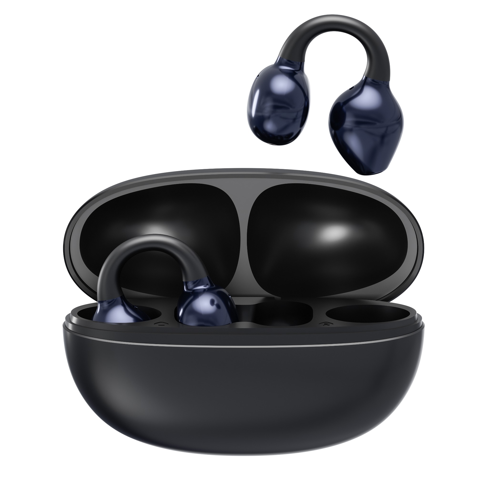 D38 open-ear clip-on hearing aids with charging case