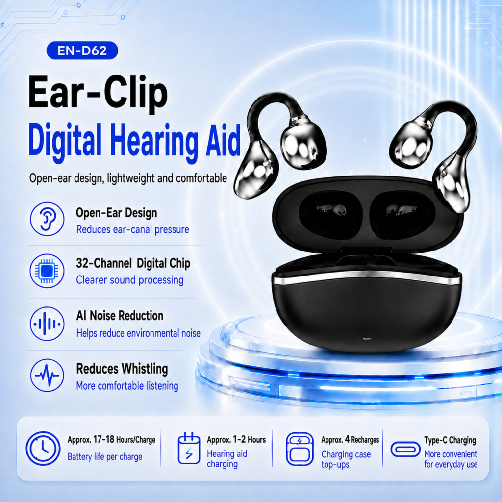 D62 32-Channel Ear Clip Hearing Aids