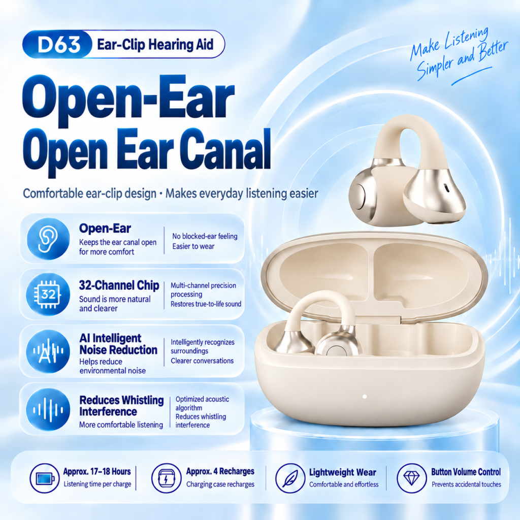 D63 32-Channel Ear Clip Hearing Aids