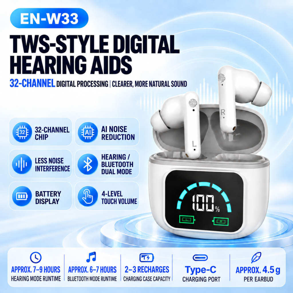 W33 32-Channel Bluetooth TWS Hearing Aid